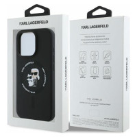 Karl Lagerfeld Silicone Karl&Choupette Heads Ring MagSafe Case for iPhone 16 Pro Max - Black