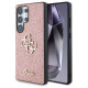 Guess Fixed Glitter Big 4G Metal Logo Case for Samsung Galaxy S25 Ultra Pink
