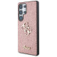 Guess Fixed Glitter Big 4G Metal Logo Case for Samsung Galaxy S25 Ultra Pink