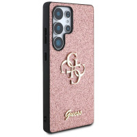Guess Fixed Glitter Big 4G Metal Logo Case for Samsung Galaxy S25 Ultra Pink