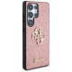 Guess Fixed Glitter Big 4G Metal Logo Case for Samsung Galaxy S25 Ultra Pink