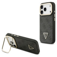 Guess 4G PU Triangle Logo & Stand Camera Magsafe Case for iPhone 17 Pro - Black