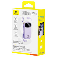 Baseus EnerFill FC21 Qpow 3 Ultra 20000mAh 22.5W Powerbank with Digital Display and Cable Included - Purple