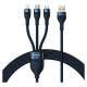 Baseus Flash Series Ⅱ 3in1 Fast Charging Cable USB-A to USB-C / Micro-USB / Lightning 66W 480Mbps 1.2m Blue