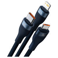 Baseus Flash Series Ⅱ 3in1 Fast Charging Cable USB-A to USB-C / Micro-USB / Lightning 66W 480Mbps 1.2m Blue
