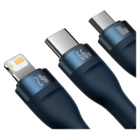 Baseus Flash Series Ⅱ 3in1 Fast Charging Cable USB-A to USB-C / Micro-USB / Lightning 66W 480Mbps 1.2m Blue