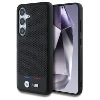 BMW Leather Tricolor Stripe MagSafe Case for Samsung Galaxy S25+ - Black