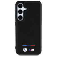 BMW Leather Tricolor Stripe MagSafe Case for Samsung Galaxy S25+ - Black