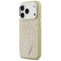 Guess Glitter Triangle Logo MagSafe Case for iPhone 17 Pro - Gold