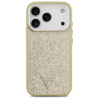 Guess Glitter Triangle Logo MagSafe Case for iPhone 17 Pro - Gold