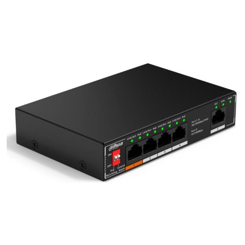 Dahua Switch|DAHUA|PoE ports 4|60 Watts|SF1005P