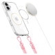 Tech-Protect Flexair Chain MagSafe Case for iPhone 16 - Clear + 2 Lanyards (Pink and Gray)