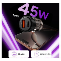 Tech-Protect CC03 45W 2-Port USB-A / USB-C Car Charger - Black
