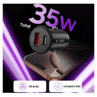 Tech-Protect CC02 35W Car Charger 2-Port USB-C / USB-A - Black