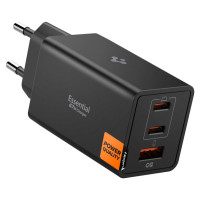 Spigen Essential EE673EU 3-port charger 2xUSB-C 1xUSB-A 67W - black