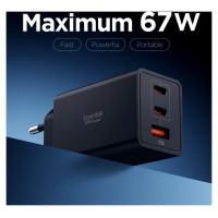 Spigen Essential EE673EU 3-port charger 2xUSB-C 1xUSB-A 67W - black