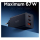 Spigen Essential EE673EU 3-port charger 2xUSB-C 1xUSB-A 67W - black
