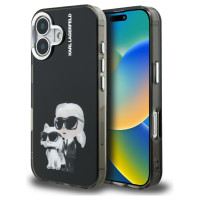 Karl Lagerfeld IML Aquarelle Karl & Choupette & Logo iPhone 16 Case - Black