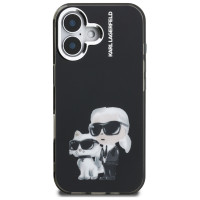Karl Lagerfeld IML Aquarelle Karl & Choupette & Logo iPhone 16 Case - Black