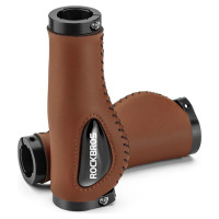 Rockbros 40720001002 leather bicycle grips - brown