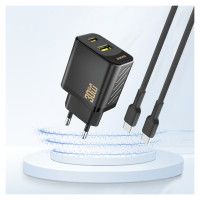 Dudao A27TEU PD 30W GaN USB-A USB-C Wall Charger - Black