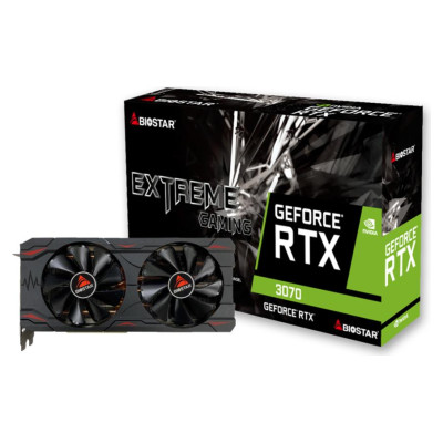 Biostar Graphics Card|BIOSTAR|NVIDIA GeForce RTX 3070|8 GB|GDDR6|256 bit|PCIE 4.0 16x|GPU 1500 MHz|Dual Slot Fansink|1xHDMI|3xDisplayPort|VN3706RM82