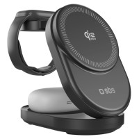 SBS Qi2.2 25W Inductive 3-in-1 Foldable Charging Station with MFI Certificate - Black