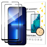Wozinsky Set of 2x Super Durable Full Glue Tempered Glass for the Entire Screen with Frame Case Friendly iPhone 16e, iPhone 14, iPhone 13 Pro / iPhone 13 Black