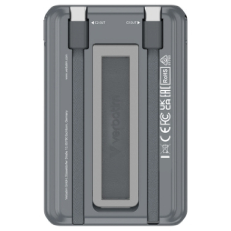 Verbatim Enerģijas krātuve Verbatim Charge n Go 5000mAh Magnetic Wireless Charging Grey - 2 cables