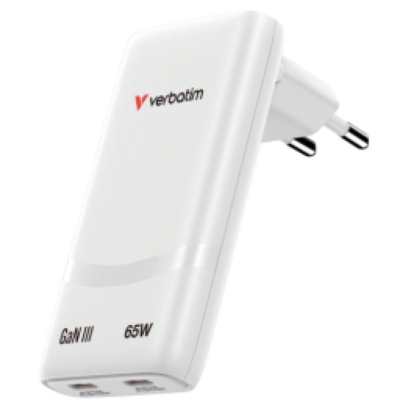 Verbatim Lādētājs Verbatim Fold n Go GaN 65W USB-C White