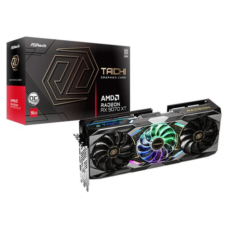 Asrock Graphics Card|ASROCK|AMD|Radeon RX 9070 XT|16 GB|GDDR6|256 bit|PCI Express x16 5.0|Active|RX9070XTTC16GO