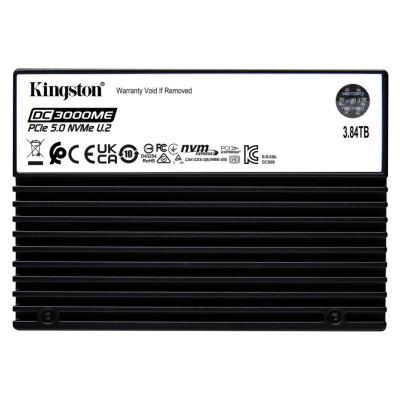Kingston SSD|KINGSTON|SSD series DC3000ME|3.84TB|NVMe|NAND flash technology 3D TLC|Write speed 5800 MBytes/sec|Read speed 14000 MBytes/sec|Form Factor U.2|TBW 7.008 TB|MTBF 2000000 hours|SEDC3000ME/3T8