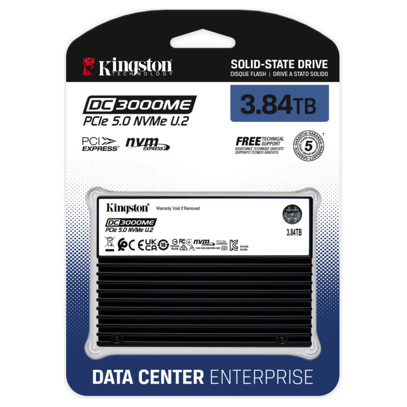 Kingston SSD|KINGSTON|SSD series DC3000ME|3.84TB|NVMe|NAND flash technology 3D TLC|Write speed 5800 MBytes/sec|Read speed 14000 MBytes/sec|Form Factor U.2|TBW 7.008 TB|MTBF 2000000 hours|SEDC3000ME/3T8