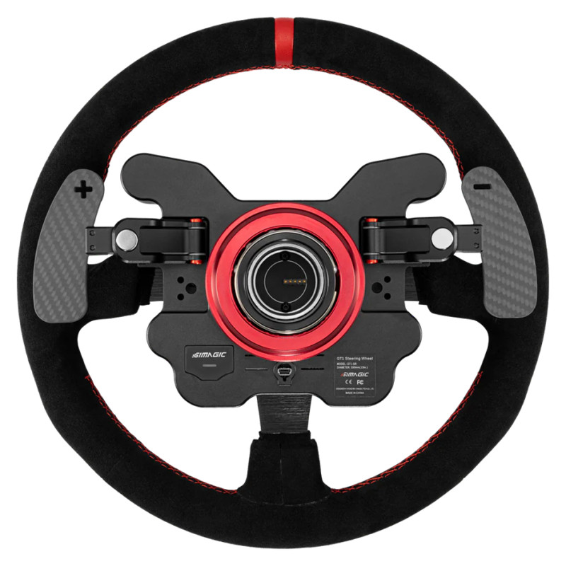 Simagic GT1 Round Steering Wheel 330 mm, Shifter Paddles, QR70, suede, S210
