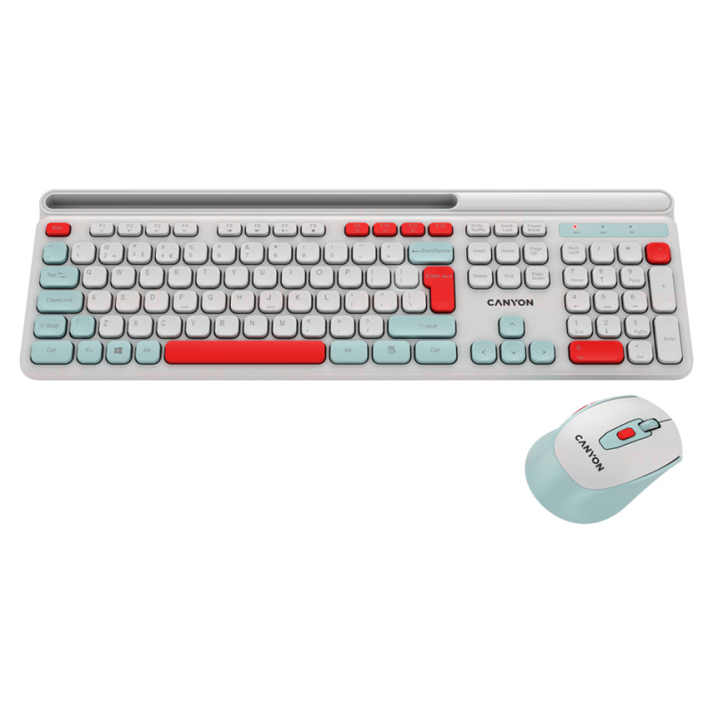 Canyon HSET-W5 EN Keyboard+Mouse AAA+AA Wireless White