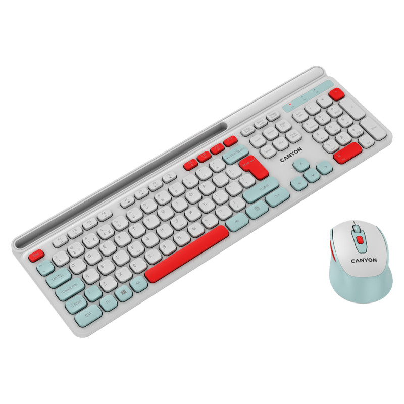 Canyon HSET-W5 EN Keyboard+Mouse AAA+AA Wireless White