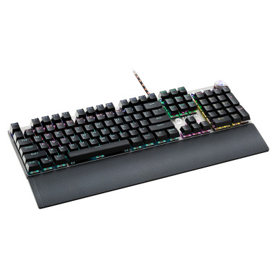 Canyon Nightfall GK-7, Wired Gaming Keyboard,Black 104 mechanical switches,60 million times key life, 22 types of lights,Removable magnetic wrist rest,4 Multifunctional control knob,Trigger actuation 1.5mm,1.6m Braided cable,US layout,dark grey, size:435*
