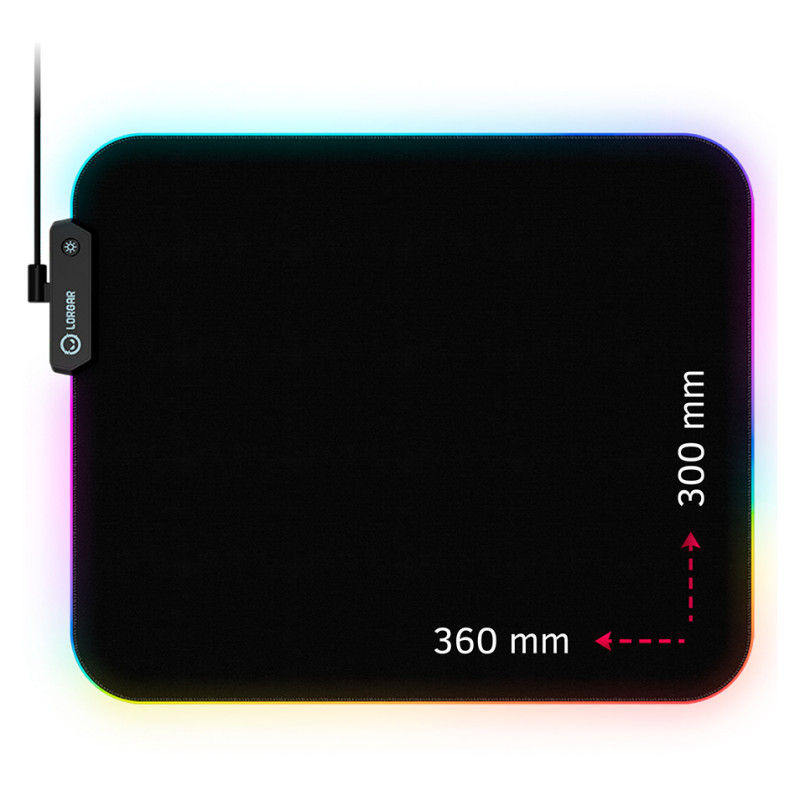 Lorgar Steller 913, Gaming mouse pad, High-speed surface, anti-slip rubber base, RGB backlight, USB connection, Lorgar WP Gameware support, size: 360mm x 300mm x 3mm, weight 0.250kg