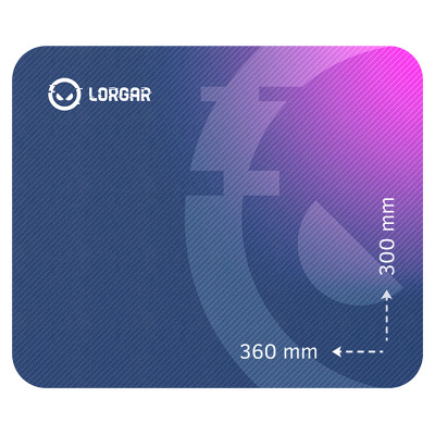 Lorgar Main 133, Gaming mouse pad, High-speed surface, Purple anti-slip rubber base, size: 360mm x 300mm x 3mm, weight 0.2kg