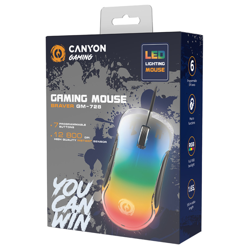 Canyon mouse Braver GM-728 LED Crystal 7buttons Wired Black