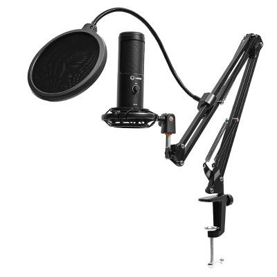 Lorgar Voicer 931, Gaming Microphone, Black, USB condenser microphone with boom arm stand, pop filter, tripod stand. including 1* microphone, 1*Boom Arm Stand with C-clamp, 1*shock mount, 1*pop filter, 1*windscreen cap, 1*2.5m type-C USB cable, 1* Extra t