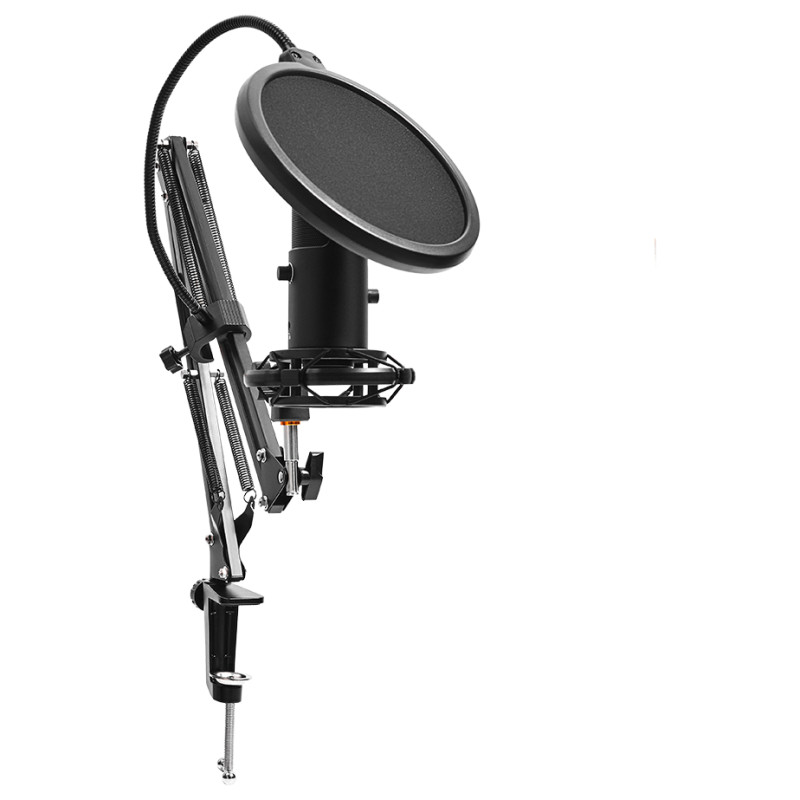 Lorgar Voicer 931, Gaming Microphone, Black, USB condenser microphone with boom arm stand, pop filter, tripod stand. including 1* microphone, 1*Boom Arm Stand with C-clamp, 1*shock mount, 1*pop filter, 1*windscreen cap, 1*2.5m type-C USB cable, 1* Extra t