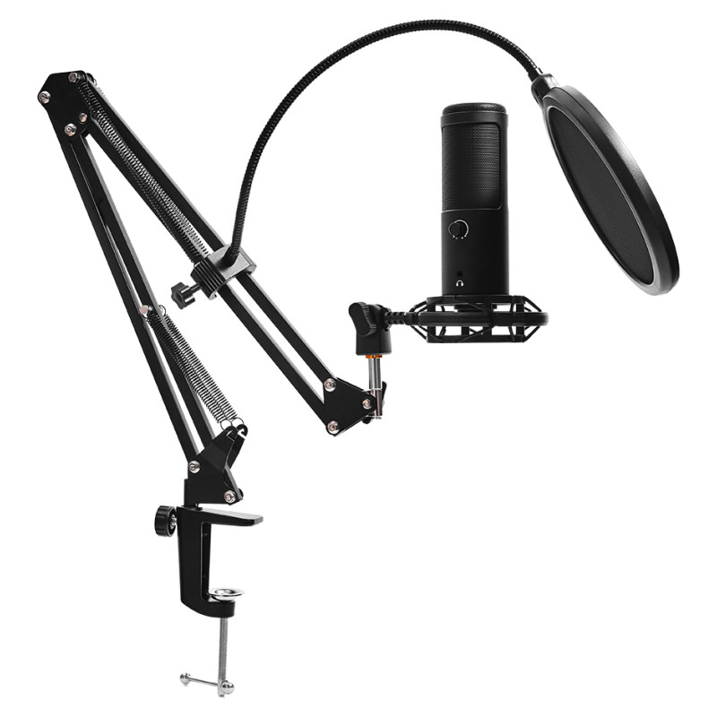 Lorgar Voicer 931, Gaming Microphone, Black, USB condenser microphone with boom arm stand, pop filter, tripod stand. including 1* microphone, 1*Boom Arm Stand with C-clamp, 1*shock mount, 1*pop filter, 1*windscreen cap, 1*2.5m type-C USB cable, 1* Extra t
