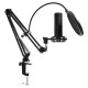 Lorgar Voicer 931, Gaming Microphone, Black, USB condenser microphone with boom arm stand, pop filter, tripod stand. including 1* microphone, 1*Boom Arm Stand with C-clamp, 1*shock mount, 1*pop filter, 1*windscreen cap, 1*2.5m type-C USB cable, 1* Extra t