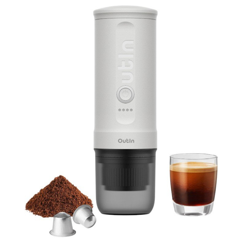 Outin Nano Espresso Machine, model OTEM-01, color Pearl White