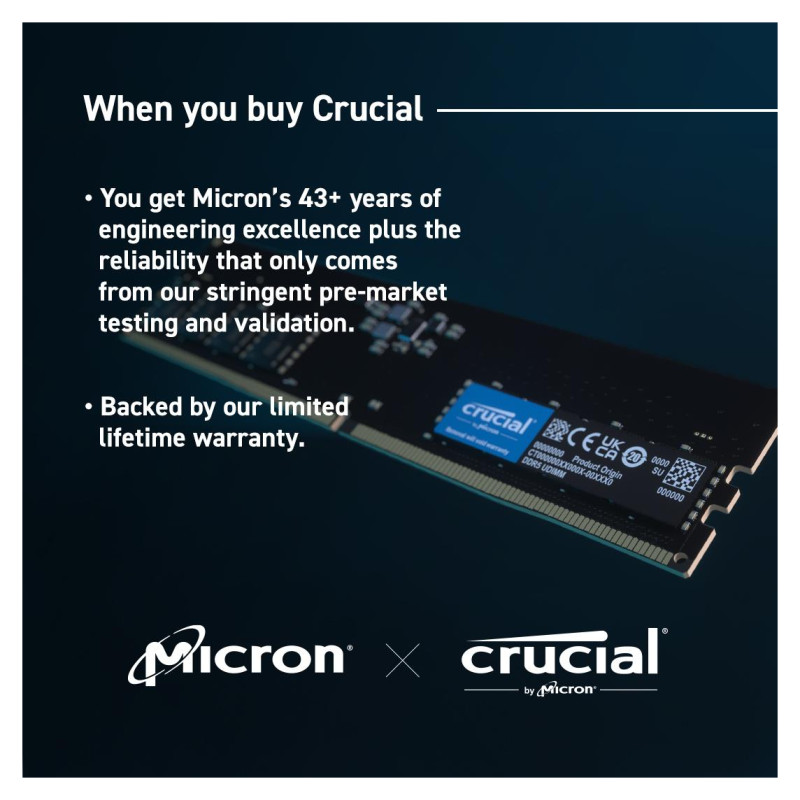 Crucial MEMORY DIMM 32GB DDR5-5600/KIT2 CT2K16G56C46U5 CRUCIAL