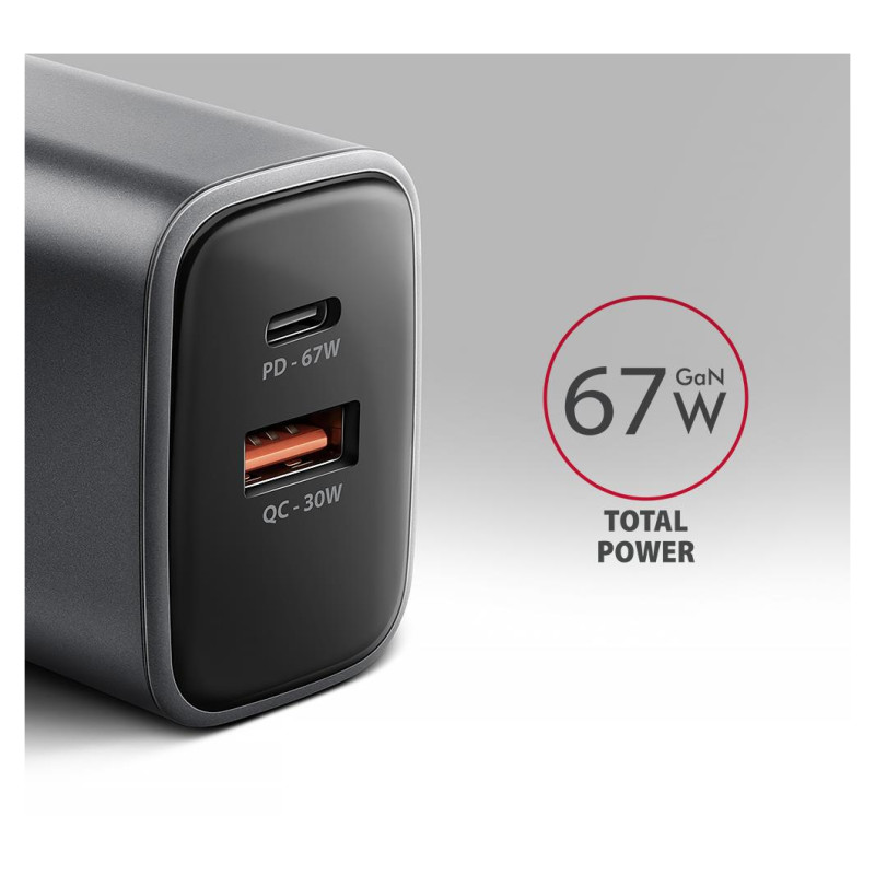 Axagon MOBILE CHARGER WALL USB 67W/GAN 2PORT ACU-PQ67 AXAGON