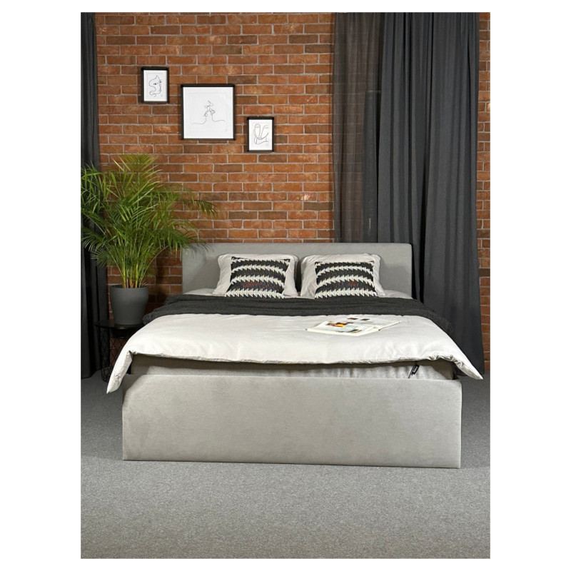 Emis Sleeping Gulta "Anne" 200x200 / Gai&scaron;i pelēka / Bez veļas kastes