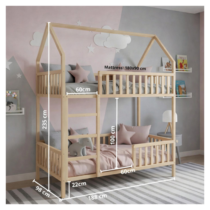 Emis Montessori Duo 70x160 / Pelēks (RAL 7040) / Nē