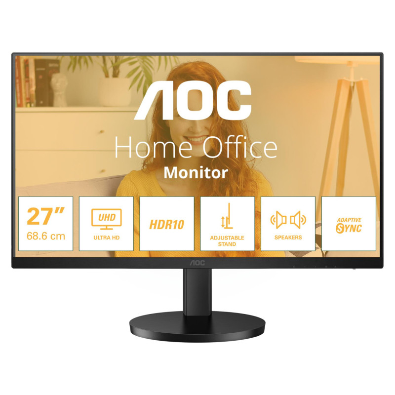 AOC LCD Monitor|AOC|27 "|3840 x 2160 pixels|4K Ultra HD|Native aspect ratio 16:9|LED|Flat|U27B3AF